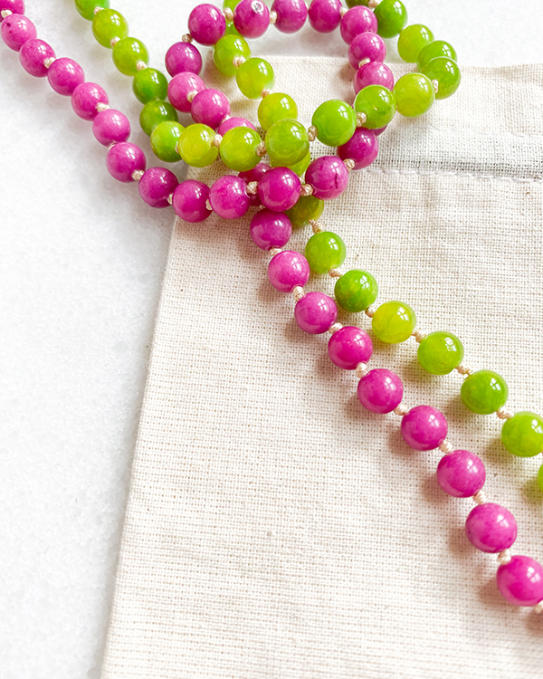 Gebetskette - Mala Agate Pink Green - Closeshot