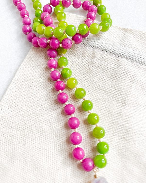 Gebetskette - Mala Agate Pink Green - Perlen