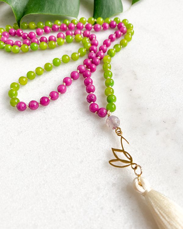 Gebetskette - Mala Agate Pink Green - Style
